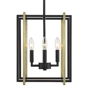 Tribeca 4-Light Black with Aged Brass Accents Chandelier