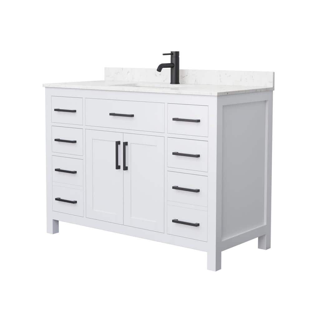 Beckett 48" White Freestanding Single Bathroom Vanity with Marble Top
