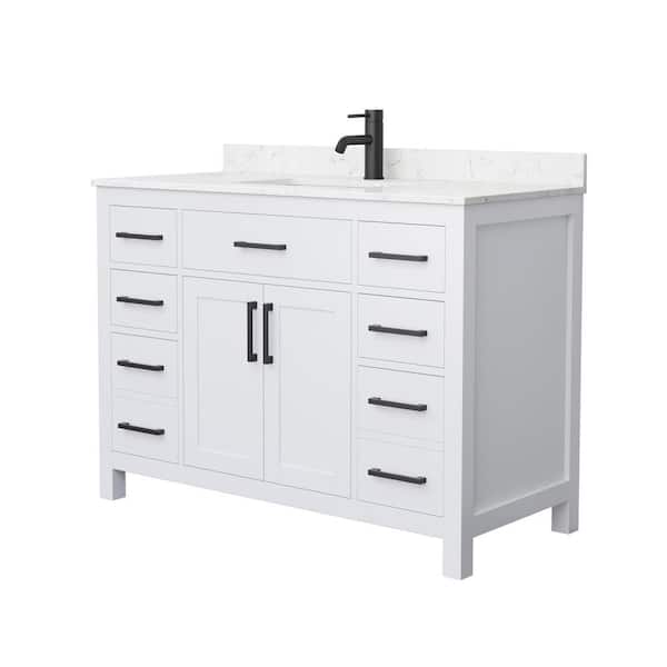 Beckett 48 in. W x 22 in. D x 35 in. H Single Sink Bathroom Vanity in White with Carrara Cultured Marble Top