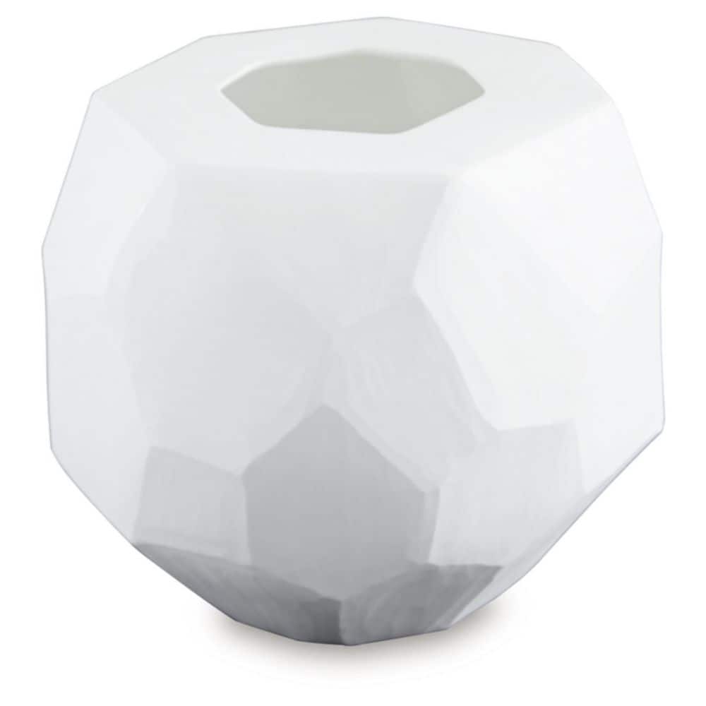White Faceted Glass Table Vase