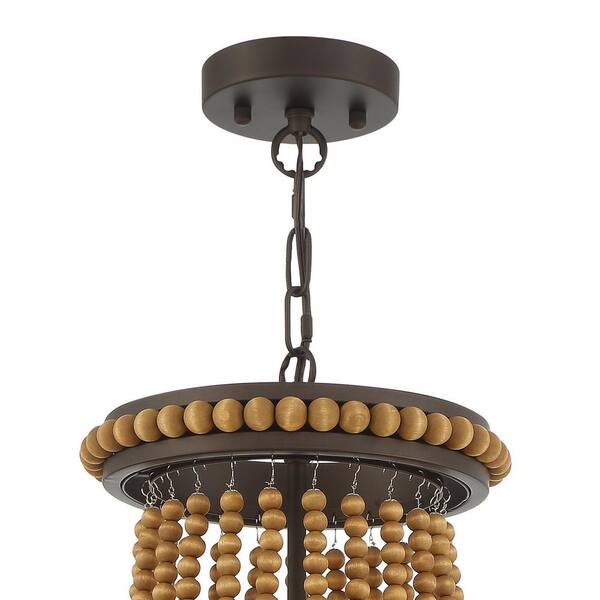 Vanity Art 3-Light Oil Rubbed Bronze Lantern Empire Chandelier with Beaded Accents