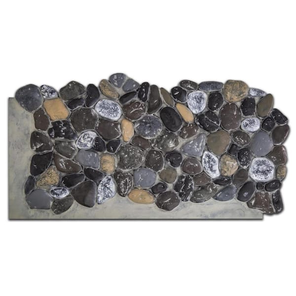 NextStone 51 in. x 27 in. Polyurethane River Rock Faux Stone Panel in Pebble GrayRVRPPG1