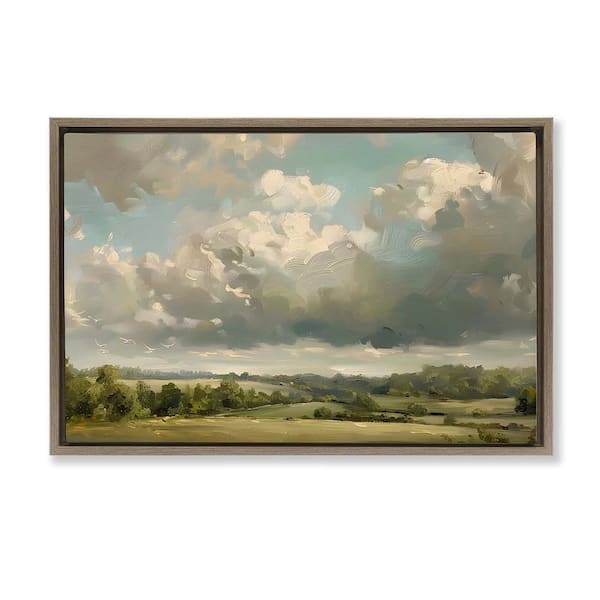 Stupell Industries Sunlit Clouds over Countryside by LSR Creative Studio Brown Floater Frame Nature Graphic Art Print 17 in. x 25 in.