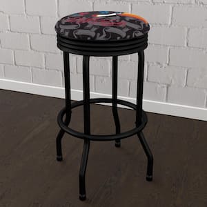 Guinness Toucan 29 in. Black Backless Metal Bar Stool with Vinyl Seat