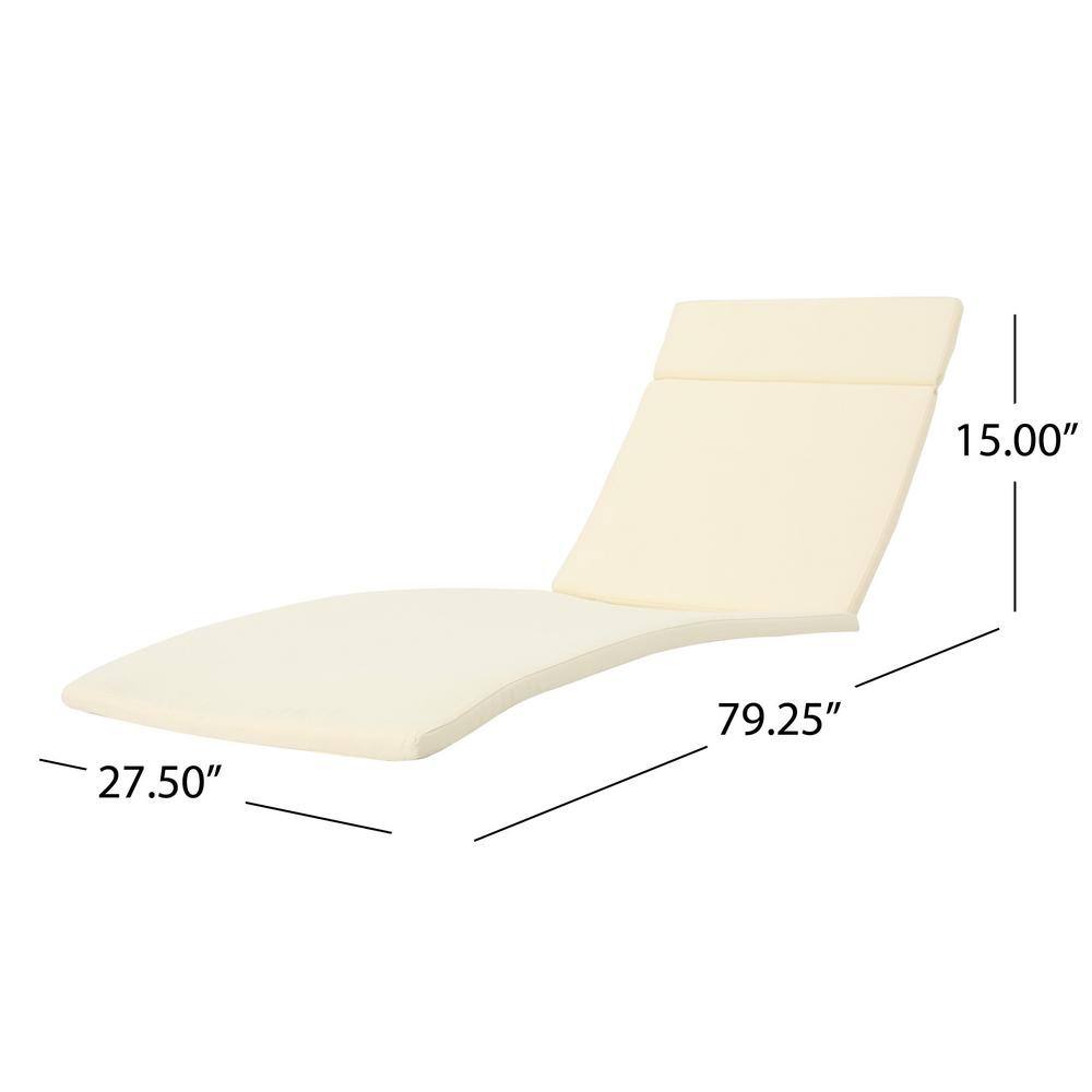 Beige Foam Rectangular Outdoor Chaise Lounge Cushion