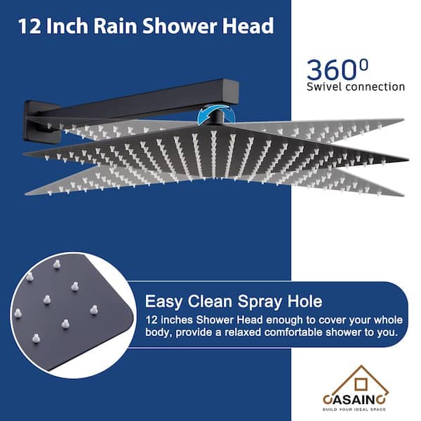 Reviews for CASAINC 4-Spray Pattern 12 in. Wall Mount Shower
