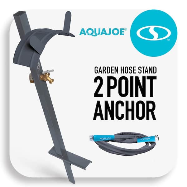 AQUA JOE 125 ft. Capacity Garden Hose Stand with Brass Faucet and 3 ft. Lead-in Hose