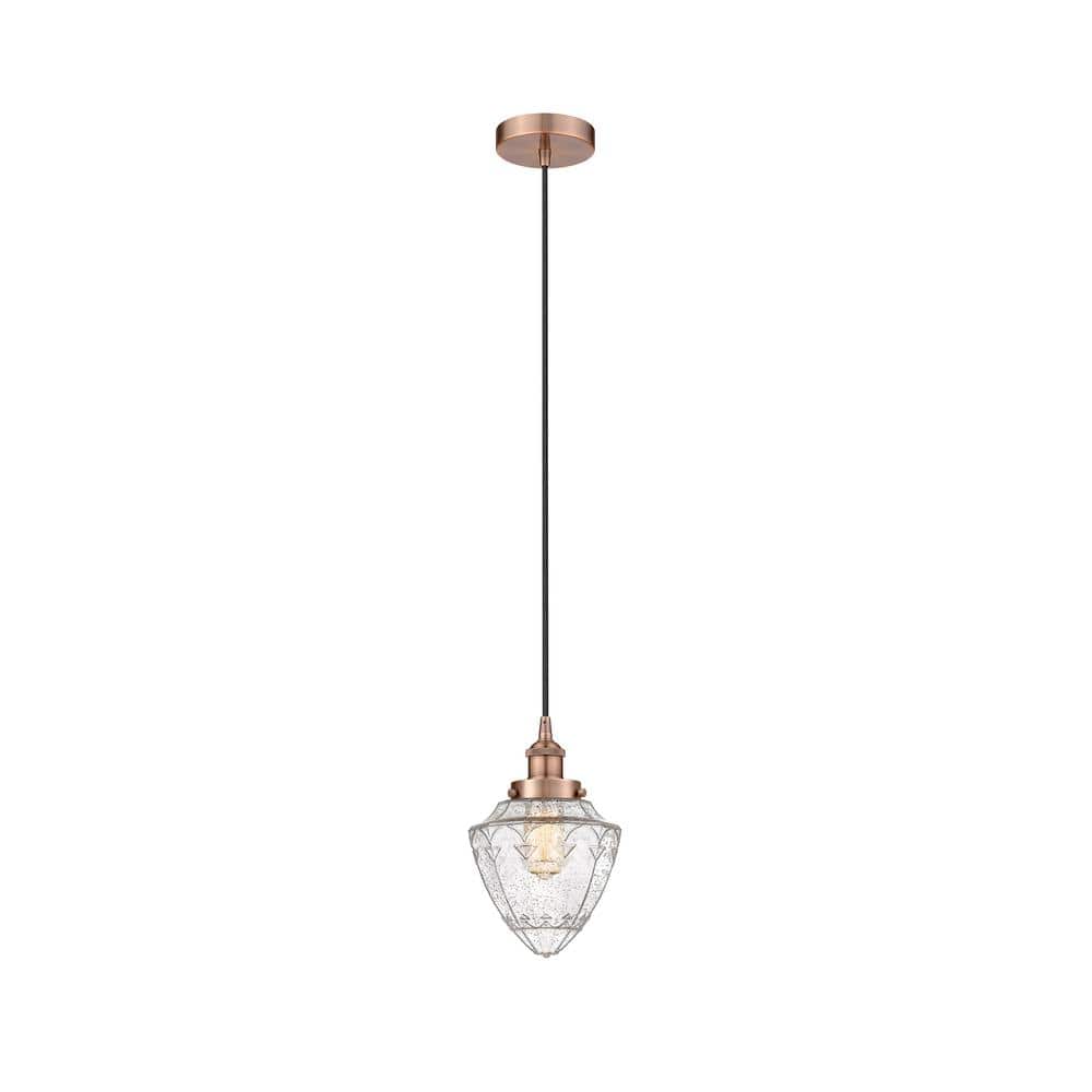 Bullet 100-Watt 1-Light Antique Copper Standard Mini Pendant Light with Seeded Glass Shade, No Bulbs Included price history on PriceWatchPro