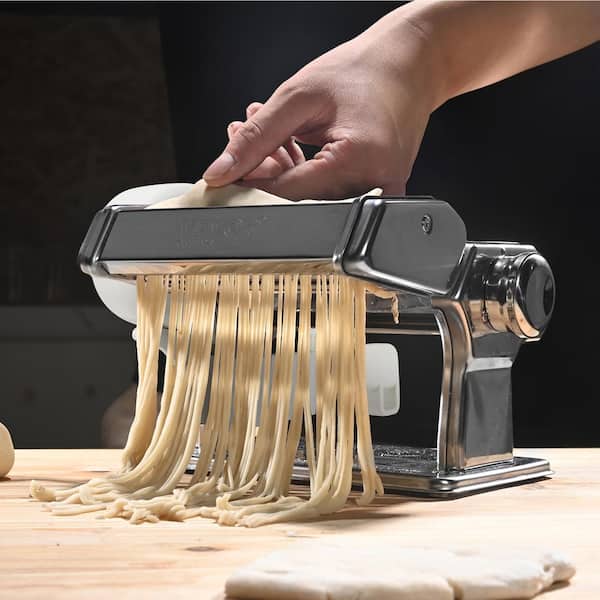 Thickness Adjustable Electric Pasta Noodle Maker Machine Dough Roller  Cutter with Stainless Steel RichMNoodleM02 - The Home Depot