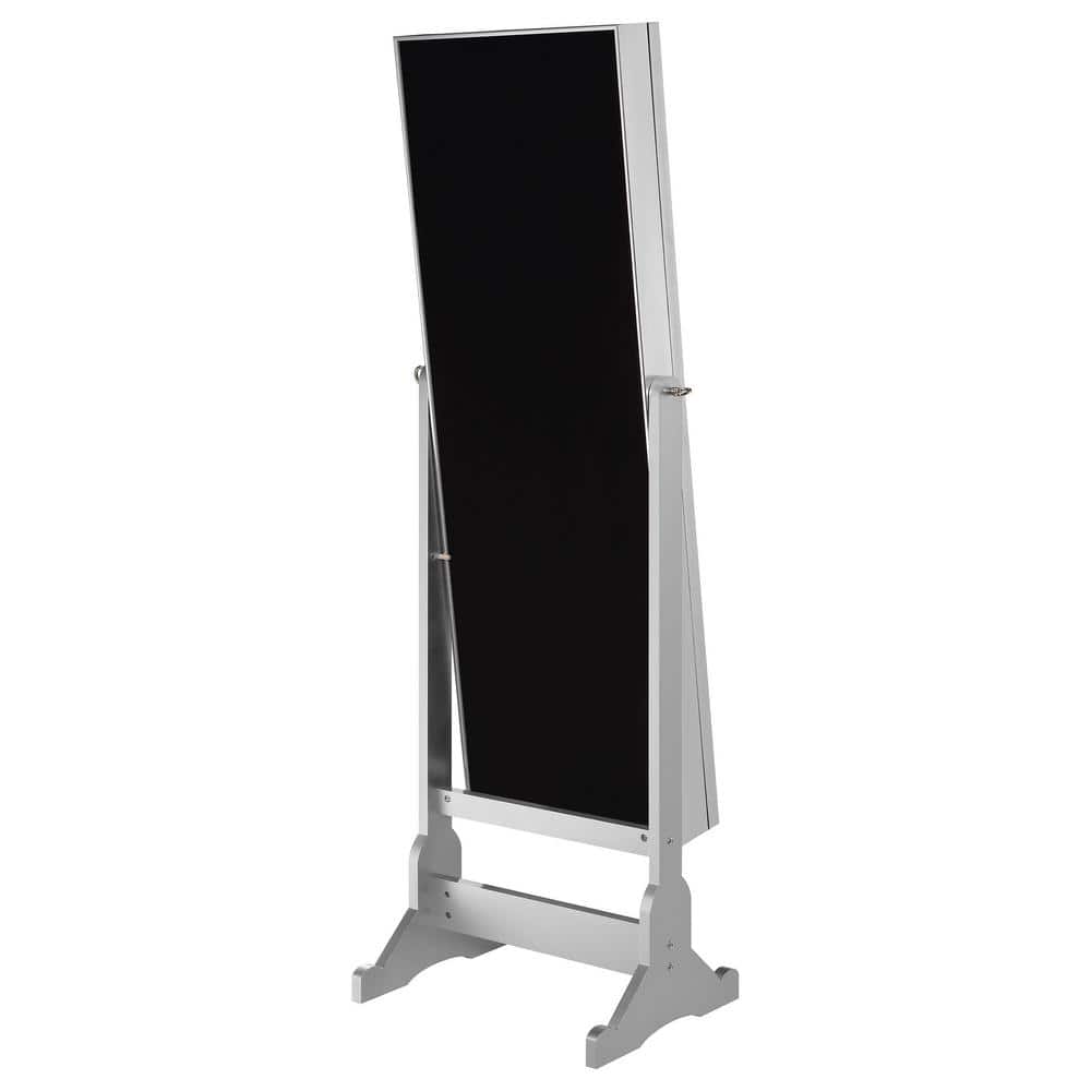 Contemporary Full-Length Freestanding Silver Wood Mirror