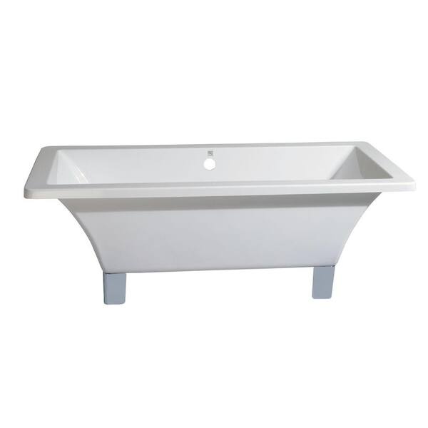 Aqua Eden Modern 5.6 ft. Acrylic Dual Ended Clawfoot Non-Whirlpool Bathtub in White with Square Feet in Chrome