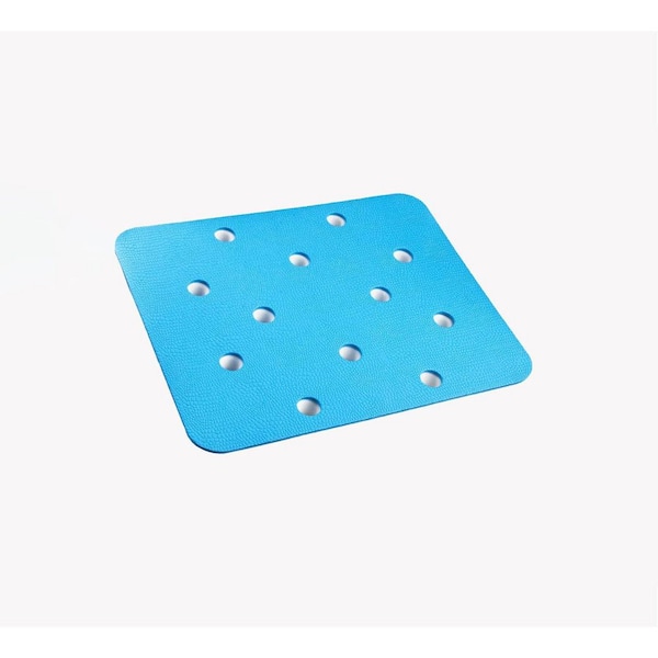 15" x 12" Anti Skid Waterproof Shower Chair Pad with Adhesive Backing and Drainage Holes for Handicap Bath Seat Blue