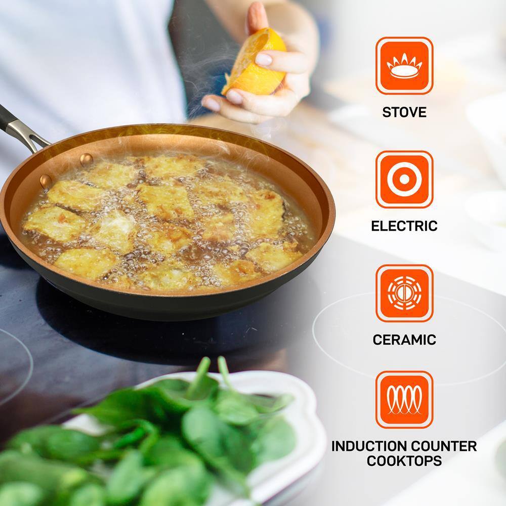 NutriChef 14-Piece Copper Non-Stick Aluminum Cookware Set