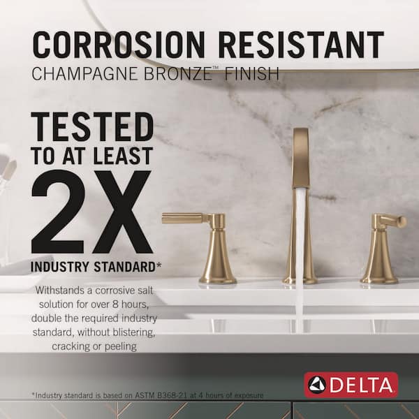Lorna Gold 8 in. Widespread 2-Handle Bathroom Sink Faucet Bundle Shower Trim and Rough-In in Champagne Bronze
