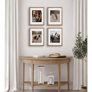 Gallery 11 in. x 14 in. Matted to 8 in. x 10 in. Rustic Brown Wood Picture Frame (Set of 4)