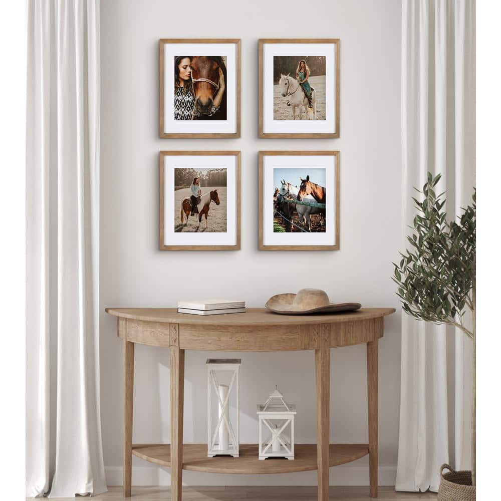 Rustic Brown Wood 12x15 Wall Gallery Frame Set, 11x14 matted to 8x10