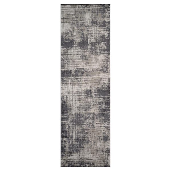 Clifton 2 ft. 7 in.  x  9 ft.  Gray Abstract Pattern Area Rug for High Traffic Entryway Hallway Laundry Room