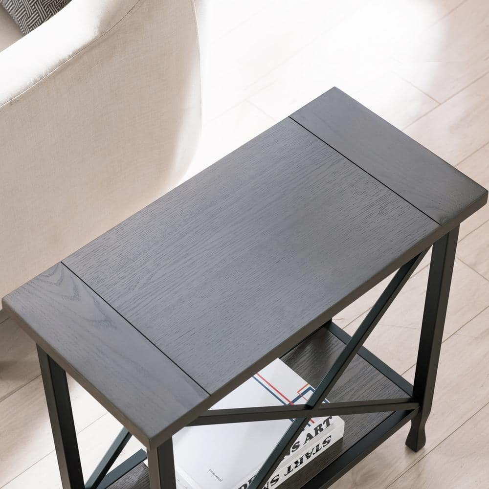 Chisel & Forge 25.75" Smoky Gray Wood and Matte Black Metal Table