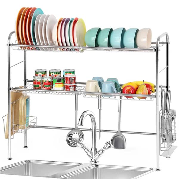 Metal Collapsible 2 Tier Dish Rack Duhome Finish/Color: Silver