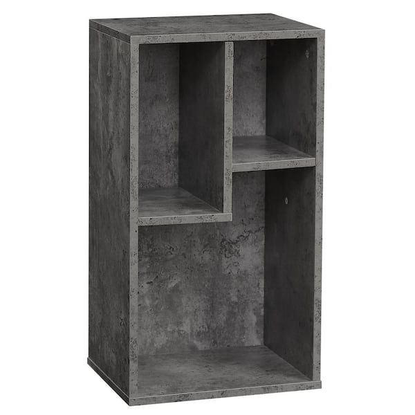 VECELO 9.5 In.W Gray Simple Home 3-Tier Adjustable Shelf Bookcase