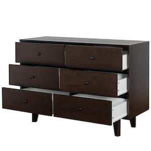 Retro 47.24 in. W x 15.75 in. D x 31.81 in. H Brown Linen Cabinet with 6-Drawer Wood Dresser for Bedroom