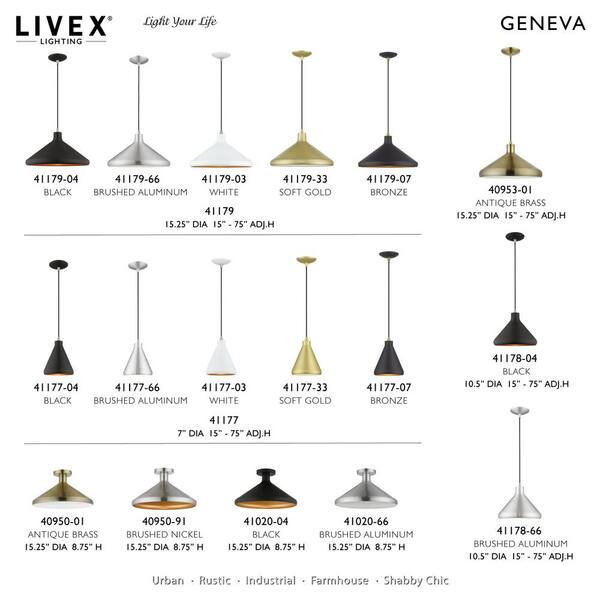Livex Lighting Geneva 1-Light White Cone Mini Pendant Light Livex Lighting Geneva 1-Light White Cone Mini Pendant Light