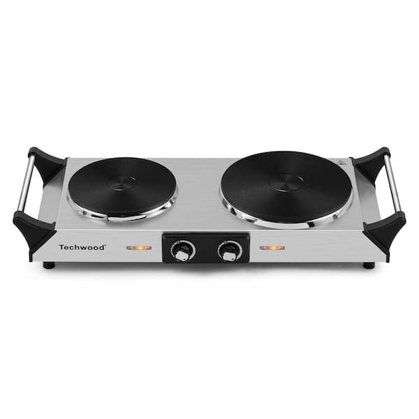 Elexnux Portable 2-Burner 7.4 in. Silver Electric Stove 1800-Watt Hot Plate  with Anti-Scald Handles FYDQESXY3203S - The Home Depot