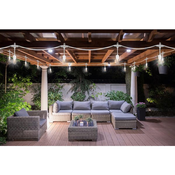 24 Bulb 48 ft. Outdoor/Indoor White Vintage LED String Lights, Acrylic Edison Bulbs