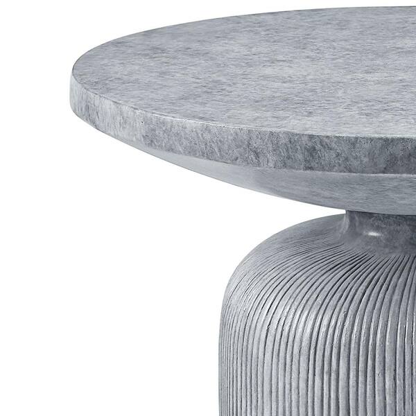 Acme Furniture Laddie 30 in. Weathered Gray Finish Round Stone