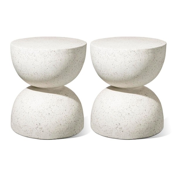 17.75 in. H Multi-Functional MGO Faux Terrazzo Garden Stool or Planter Stand or Accent Table (Set of 2)