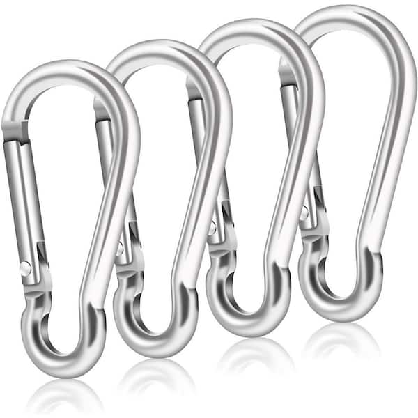 Flag Pole Ring Replacement Clips 4-Pack Aluminum Alloy Spring Snap Hooks for Grommeted Flags Silver Durable Rustproof