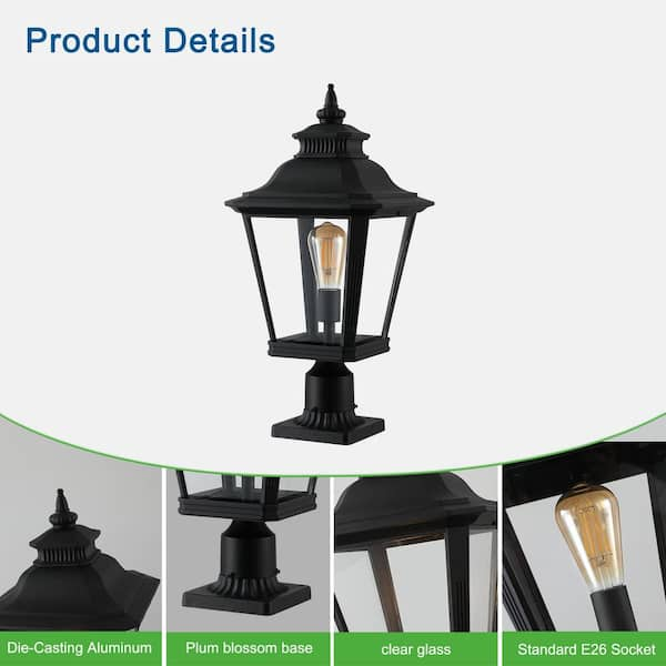 Sunpez 1-Light Column Lamp Black Porch Lights Outdoor Light