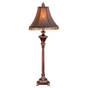 31 in. Resemble Ruby and Bronze Wood Buffet Lamp