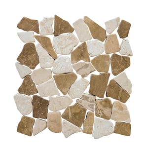 Lakeshore Pebble Cream 11.125 in. x 11.125 in. Honed Marble Wall and Floor Mosaic Tile (0.859 sq. ft./Each)