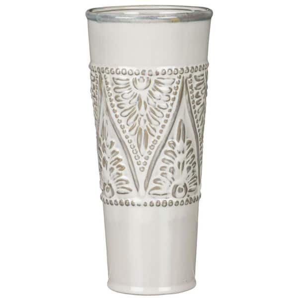 SULLIVANS 12" Floral Embossed Ceramic Vase