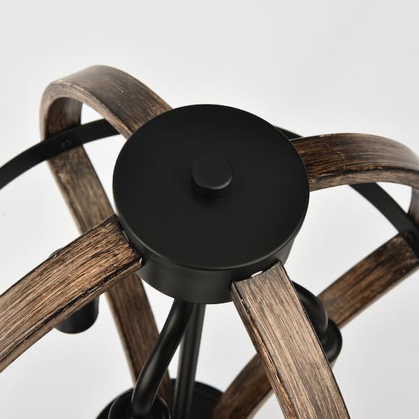 郵送買取 新品5台以上送料無料キャンペーン中！！  Black 4-Light Farmhouse Modern TinHon and Pendant Wood Faux ライト・ランタン