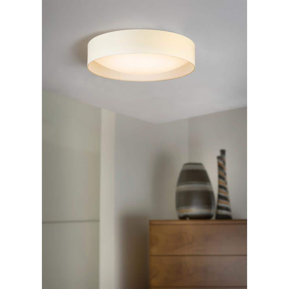 Orme 20" Contemporary White Drum LED Flush Mount with Brushed Nickel Accents