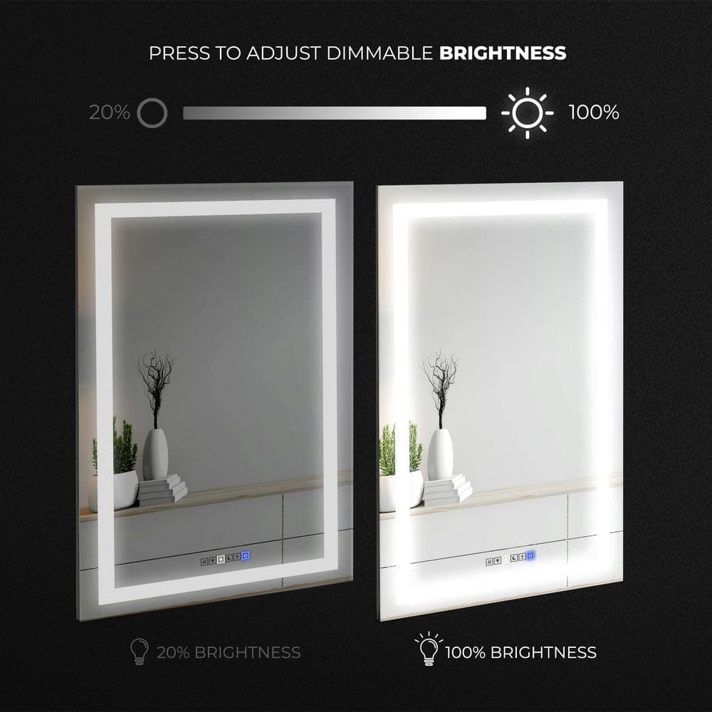24" x 36" Frameless LED Lighted Rectangular Bathroom Mirror