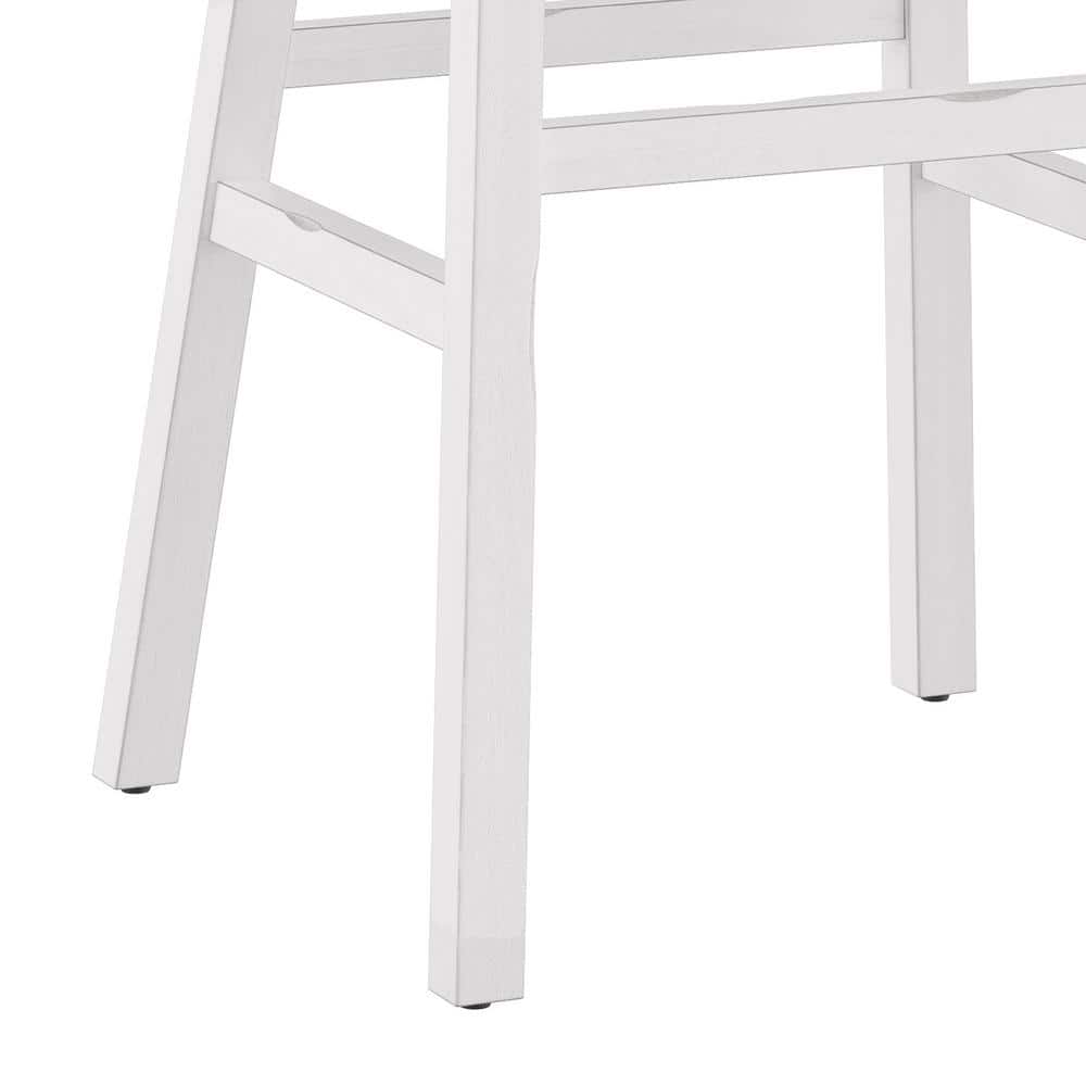 Sea White Wood Saddle Seat Backless Swivel Bar Stool
