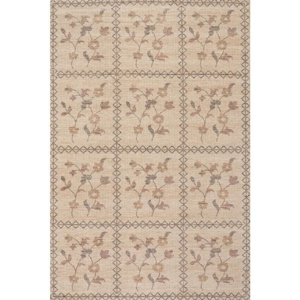 Nyme Floral and Paisley Farmhouse Sand 9 ft. x 12 ft. Indoor Area Rug