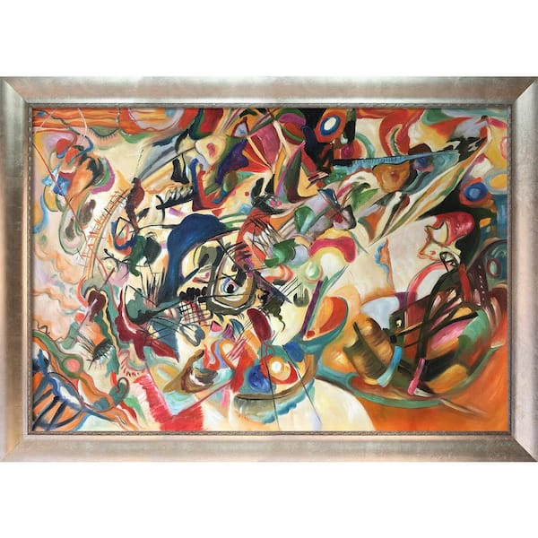 LA PASTICHE Composition VII by Wassily Kandinsky Champage Scoop with Swirl Framed Abstract Oil Painting Art Print 29 in. x 41 in.