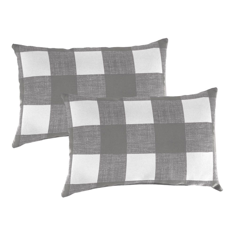 16 in. W x 14 in. H x 4 in. T Rectangular Outdoor Lumbar Pillow in Gray Buffalo Check (2-Pack) price history on PriceWatchPro
