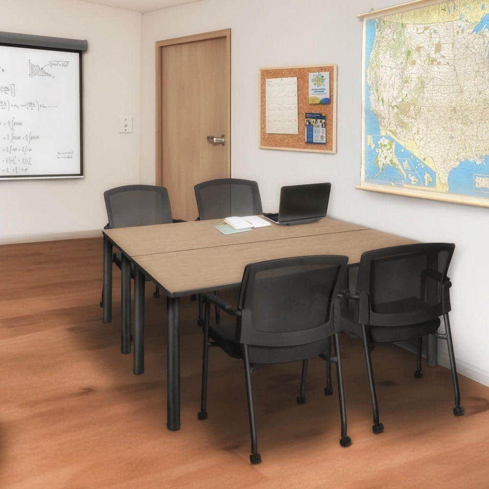 Kee 60 in x 24 in. Noble Oak Top Training Seminar Table Desk, Black Legs