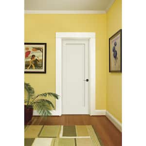 30 in. x 80 in. Madison White Painted Left-Hand Smooth Solid Core Molded Composite MDF Single Prehung Interior Door
