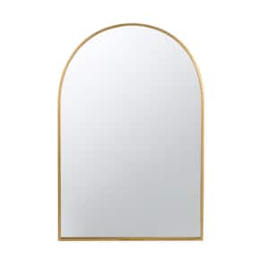 36 in. W x 24 in. H Arched Metal Framed Gold Wall Mirror for Living Room Bedroom Entryway