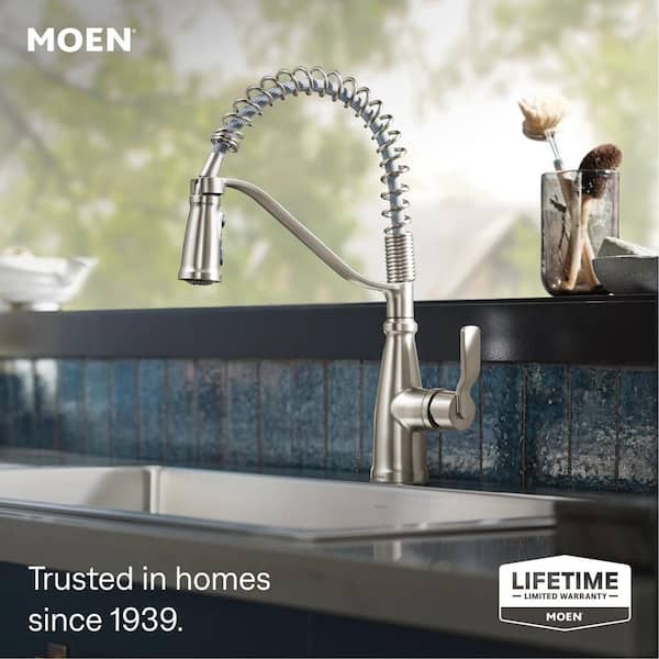 Nolia Single-Handle Pre-Rinse Spring Pulldown Sprayer Kitchen Faucet with Power Boost in Spot Resist Stainless