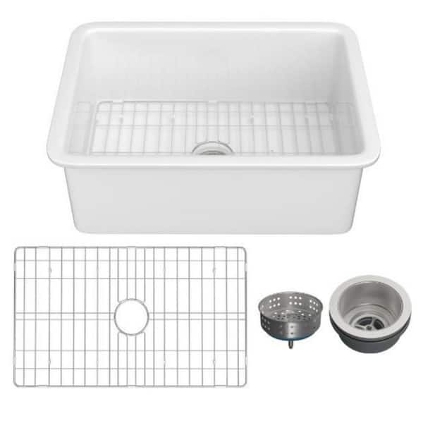 INNOBULE Kitchen Sink 27 in. Drop-In/Undermount Single Bowl White ...