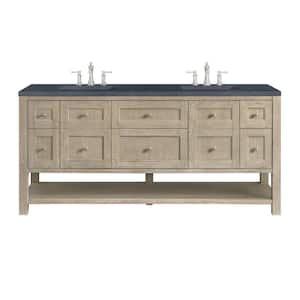 Breckenridge 72.0 in. W x 23.5 in. D x 34.18 in. H Bathroom Vanity in Whitewashed Oak with Charcoal Soapstone Quartz Top