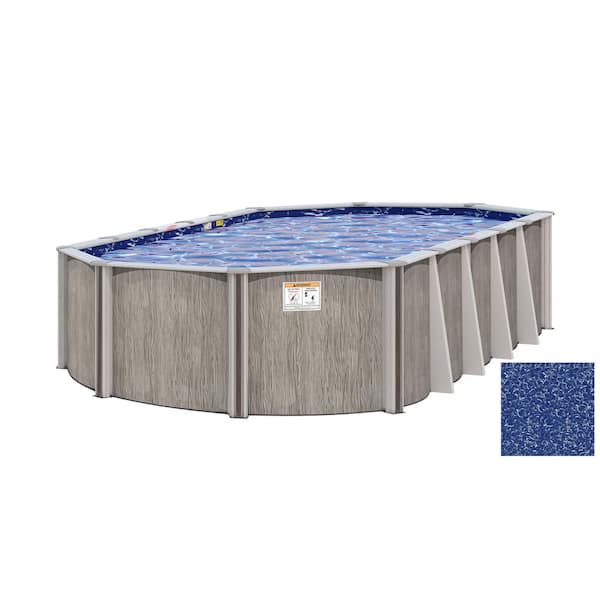Aspen Wood 16 ft. x 28 ft. Oval 54 in. Deep Hard Sided Starter Pool Package