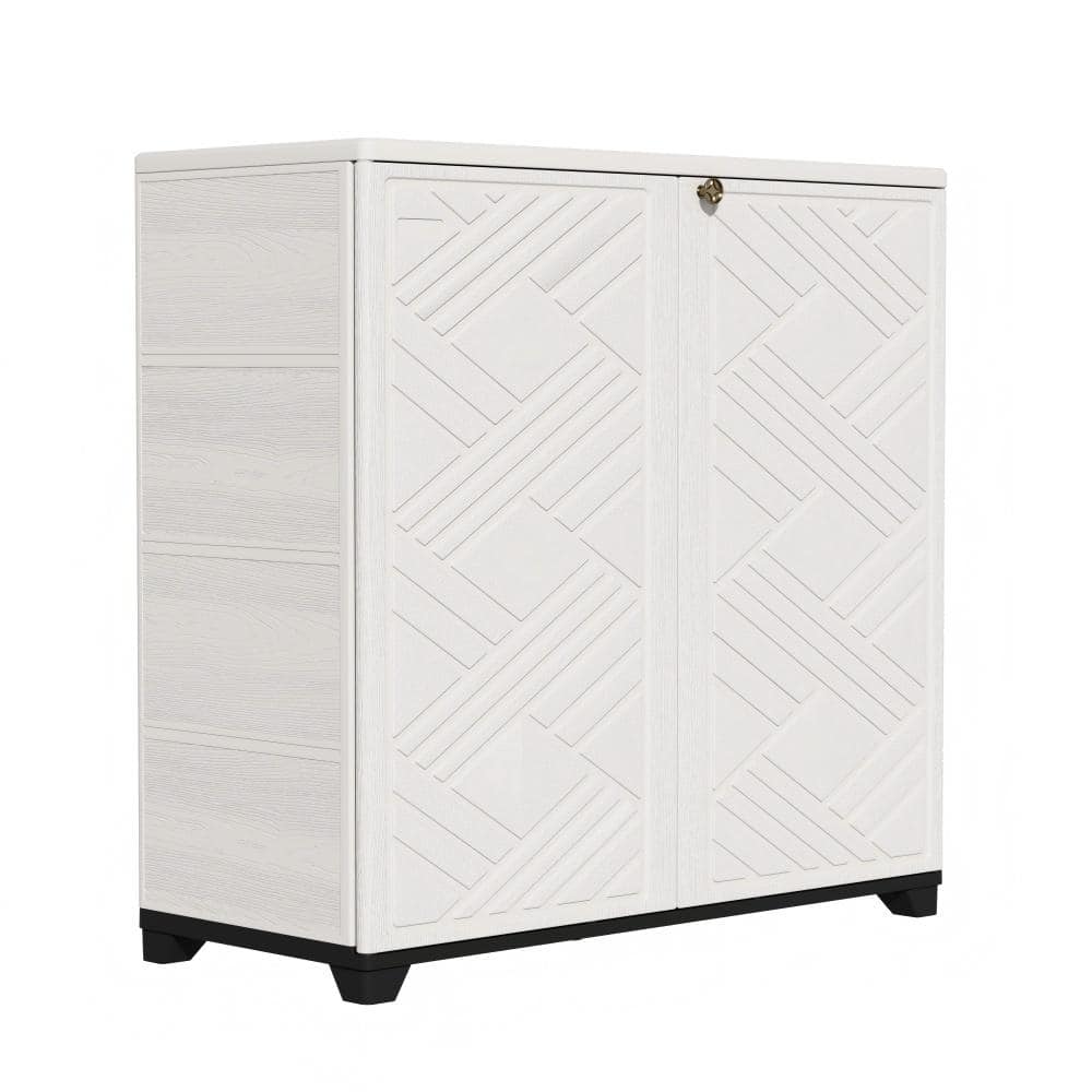 60 Gallon Outdoor Storage Cabinet Waterproof, Resin Patio Shed with 2 Shelves for Garden Cushions & Pool Tools, White price history on PriceWatchPro